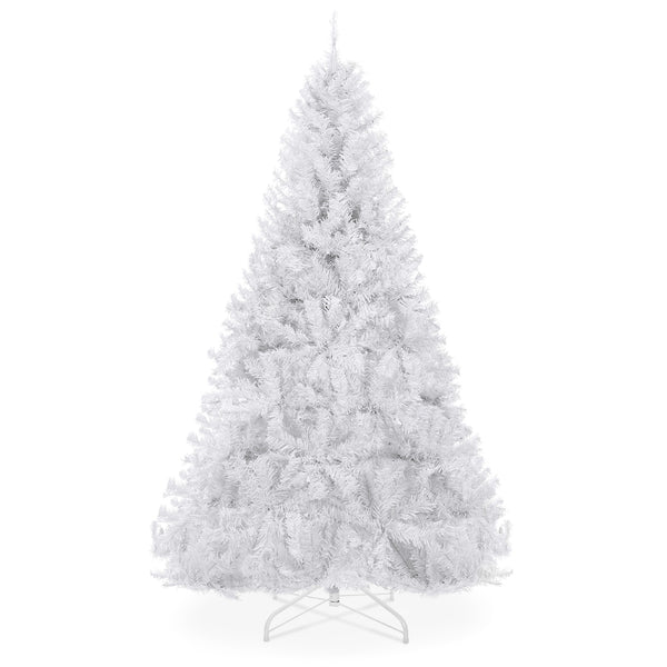 best choice Premium White Artificial Pine Christmas Tree w/ Tips Foldable Metal Base