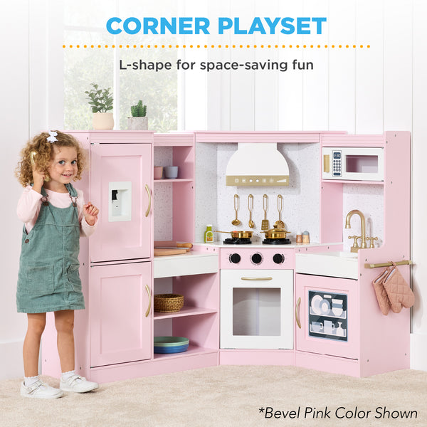 Best Choice Pretend Play Corner Kitchen Wooden Toy Set For Kids W/ Lights Sounds