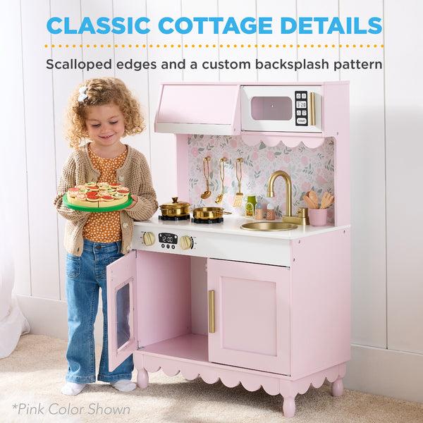 Best Choice Pretend Play Cottage Kitchen Wooden Toy Set For Kids W/ 5 Accessories