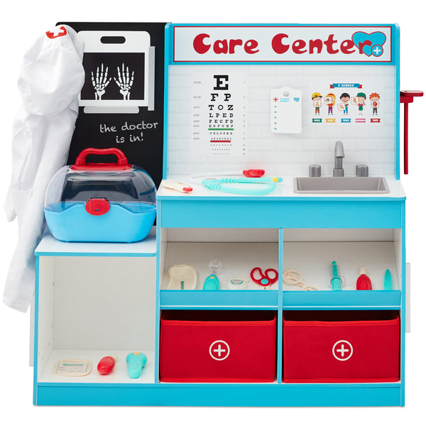 best choice Pretend Play Doctor's Office Kids Wooden Toy Set w/ Accessories Included
