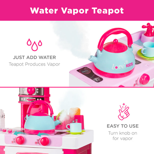 Best Choice Pretend Play Kitchen Toy Set For Kids With Water Vapor Teapot