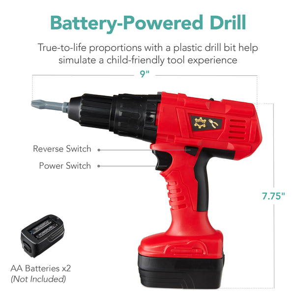 Best Choice Pretend Play Workbench For Kids Child's Toy Set W/ 150 Accessories
