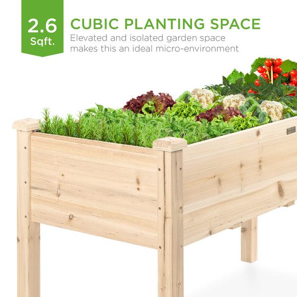 Best Choice Raised Garden Bed Elevated Wood Planter Box Stand W/ Bed Liner - 34x18x30in