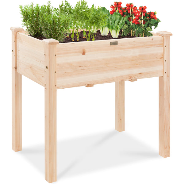 best choice Raised Garden Bed Elevated Wood Planter Box Stand w/ Bed Liner - 34x18x30in