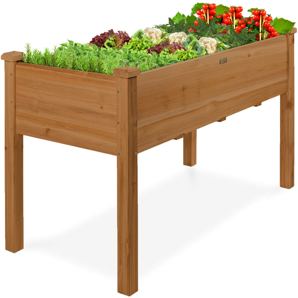 best choice Raised Garden Bed Elevated Wooden Planter Box w/ Foot Caps - 48x24x30in