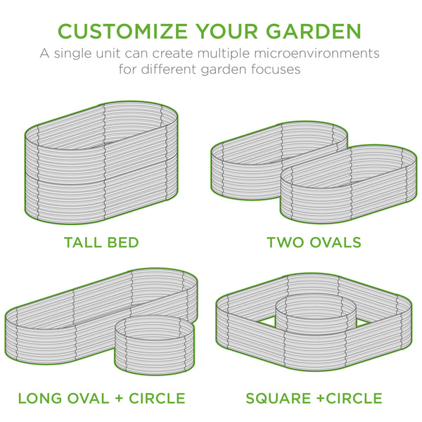 Best Choice Raised Oval Garden Bed Customizable Elevated Outdoor Metal Planter - 63in
