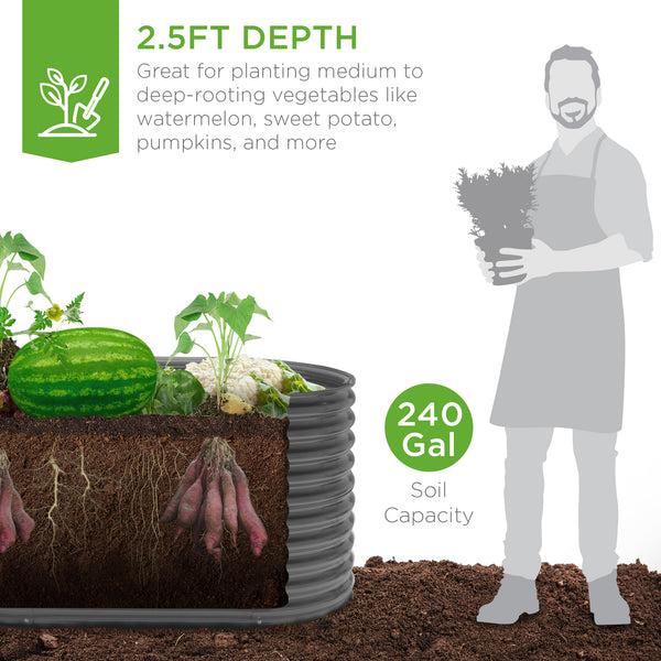 Best Choice Raised Oval Garden Bed Customizable Elevated Outdoor Metal Planter - 63in