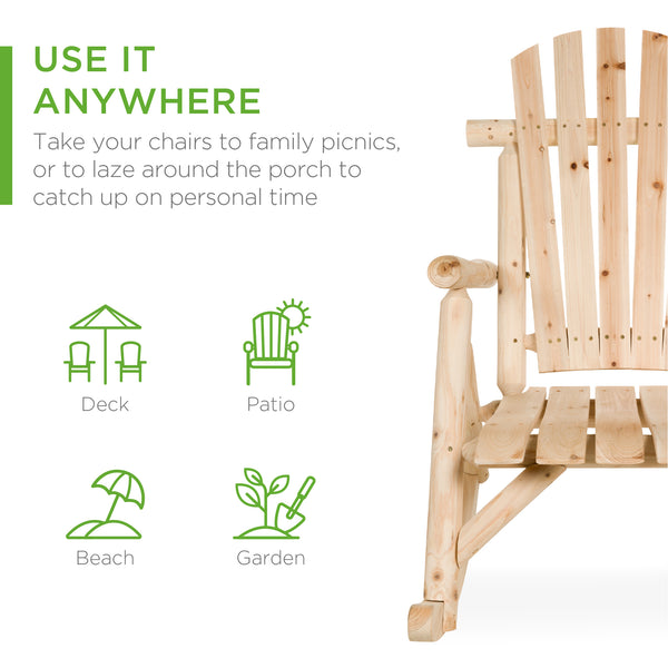 Best Choice Rocking Wood Adirondack Chair Accent Furniture W/ Natural Finish