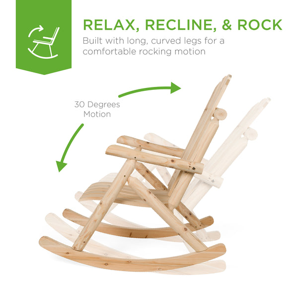 Best Choice Rocking Wood Adirondack Chair Accent Furniture W/ Natural Finish