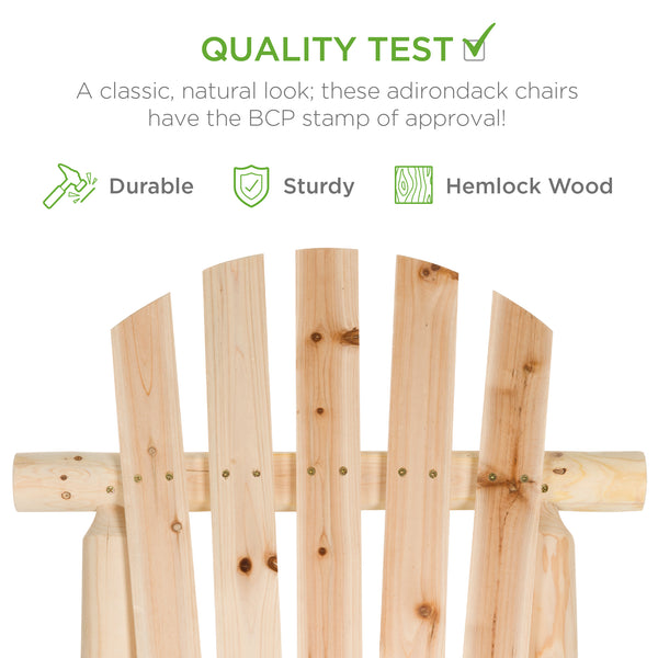 Best Choice Rocking Wood Adirondack Chair Accent Furniture W/ Natural Finish