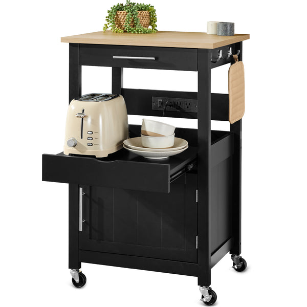 best choice Rolling Kitchen Island Cart Cabinet w/Drawer Sliding Tray Outlet