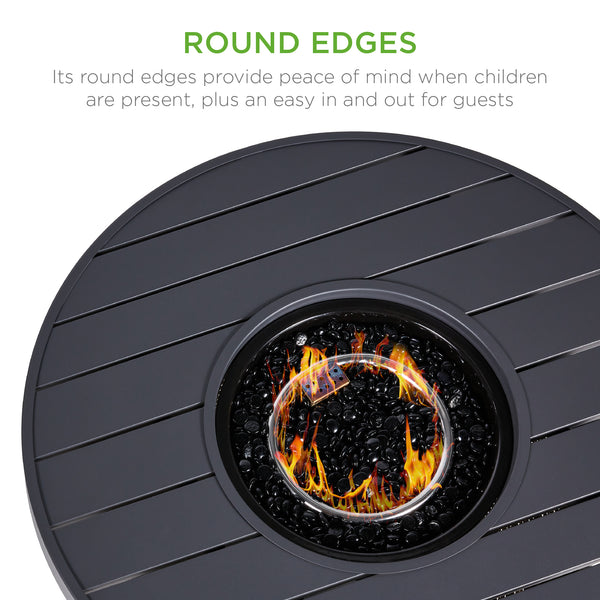 Best Choice Round Fire Pit Table 50 000 BTU Outdoor Wicker Firepit W/ Cover - 32in