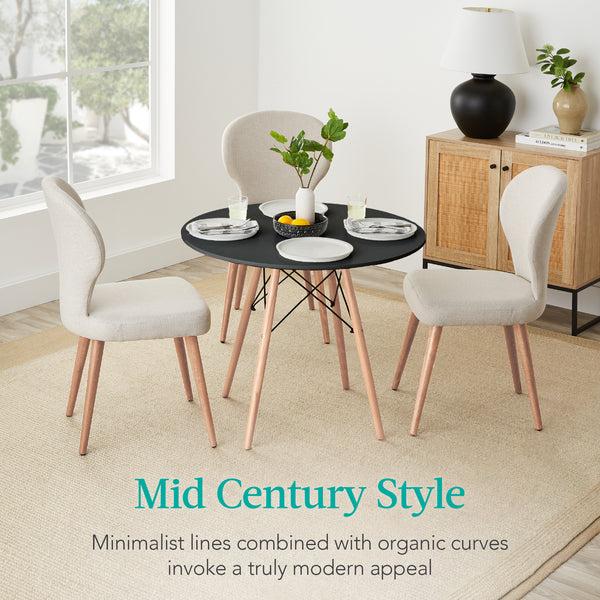 Best Choice Round Mid-Century Modern Dining Table W/ Beech Wood Legs- 35.5in