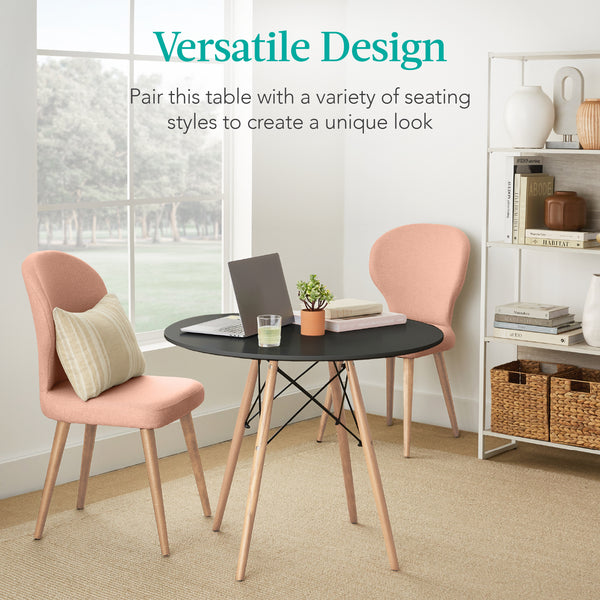 Best Choice Round Mid-Century Modern Dining Table W/ Beech Wood Legs- 35.5in