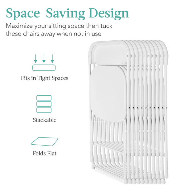 Best Choice Set Of 10 Folding Stacking Plastic Chairs W/ Non-Slip Feet