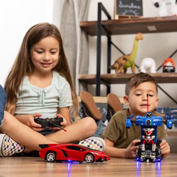 Best Choice Set Of 2 1/18 Scale RC Remote Control Transforming Robot Car Toys