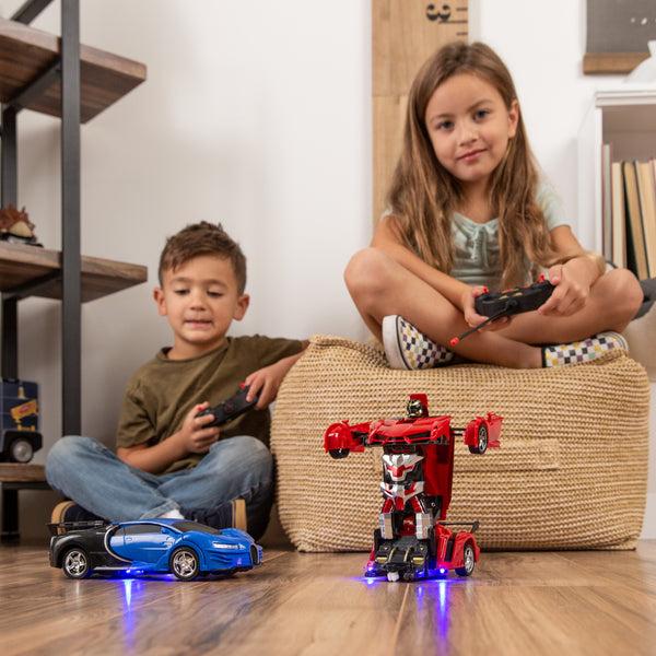 Best Choice Set Of 2 1/18 Scale RC Remote Control Transforming Robot Car Toys