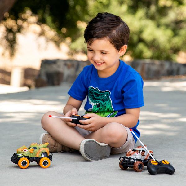 Best Choice Set Of 2 27MHz Mini Toy Dinosaur RC Remote Control Cars W/ 9mph Max Speed