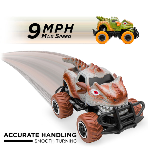 Best Choice Set Of 2 27MHz Mini Toy Dinosaur RC Remote Control Cars W/ 9mph Max Speed