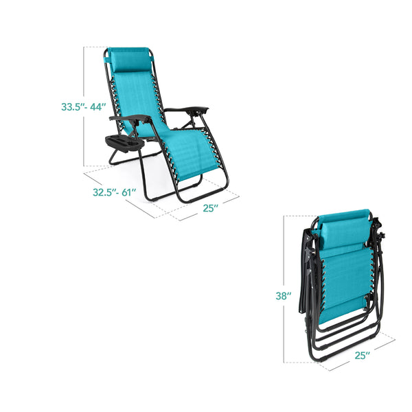 best Choice Set Of 2 Adjustable Zero Gravity Patio Chair Recliners W/ Cup Holders