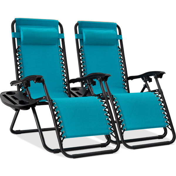 best choice Set of 2 Adjustable Zero Gravity Patio Chair Recliners w/ Cup Holders