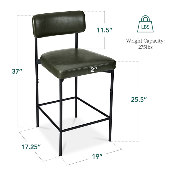 Best Choice Set Of 2 Armless Counter Height Bar Stools Modern PU Faux Leather Stools