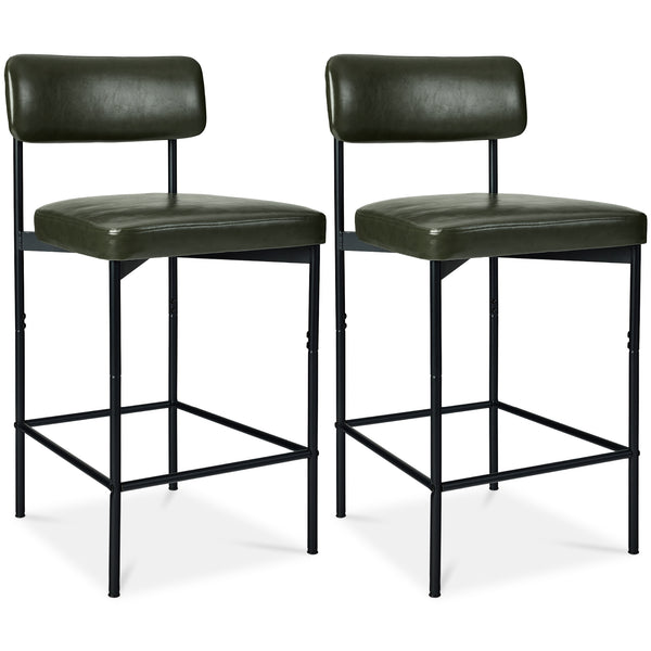 best choice Set of 2 Armless Counter Height Bar Stools Modern PU Faux Leather Stools