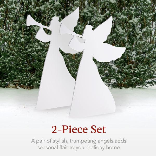 Best Choice Set Of 2 Christmas Angel Yard Decorations W/ Weather-Resistant PVC - 3ft