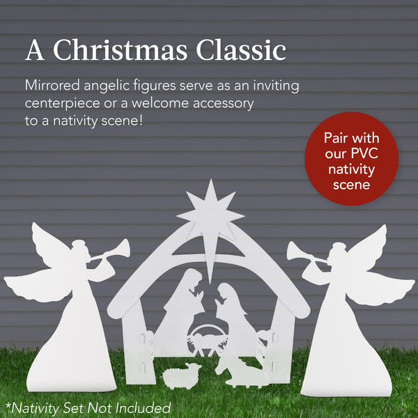 Best Choice Set Of 2 Christmas Angel Yard Decorations W/ Weather-Resistant PVC - 3ft