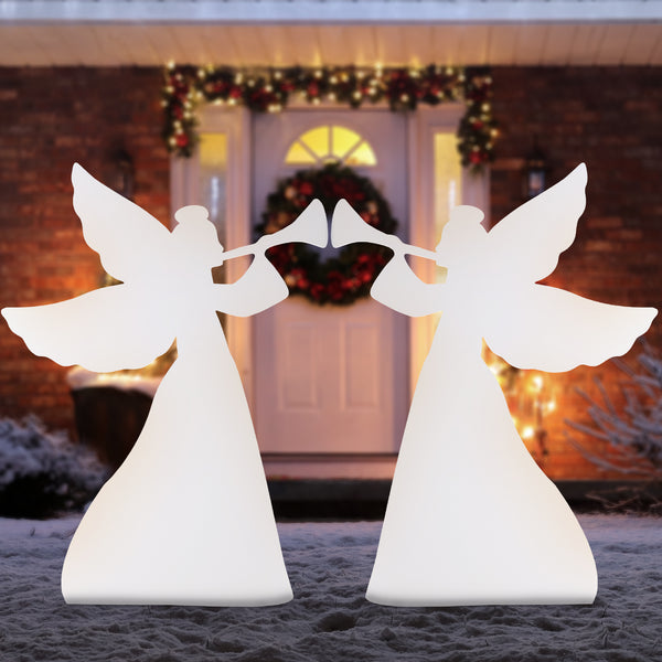 best choice Set of 2 Christmas Angel Yard Decorations w/ Weather-Resistant PVC - 3ft