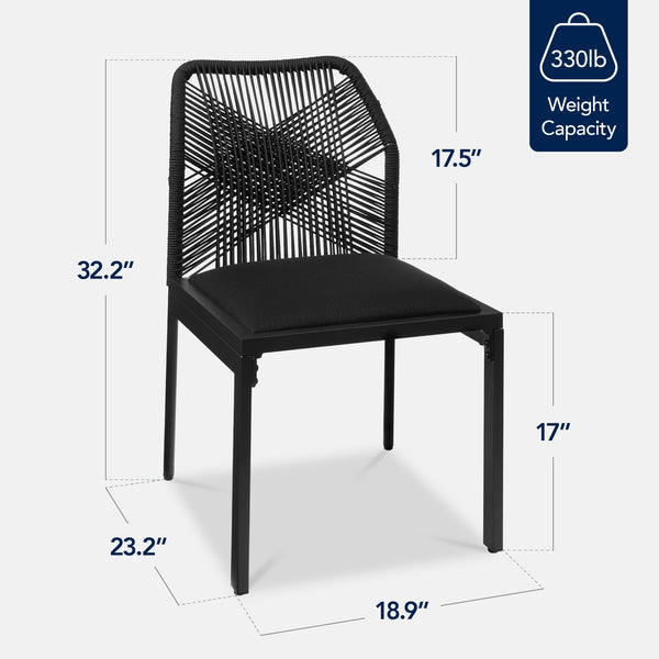 Best Choice Set Of 2 Indoor/Outdoor Aluminum Side Dining Chairs W/ All-Weather Rope