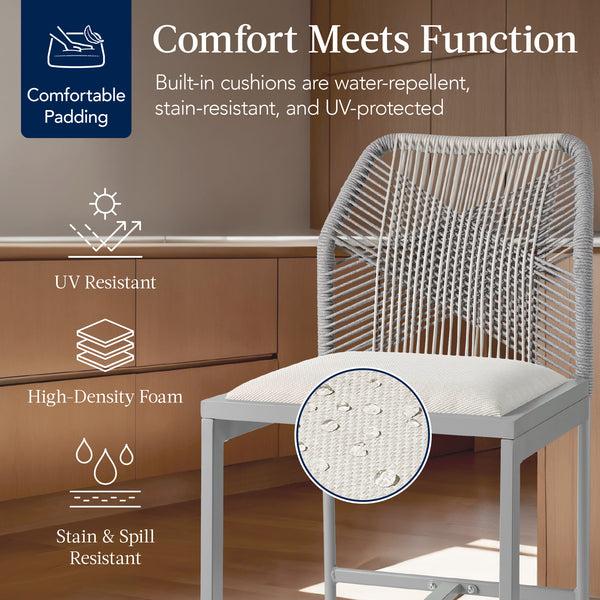 Best Choice Set Of 2 Indoor Outdoor Counter Height Bar Stools W/ All-Weather Rope
