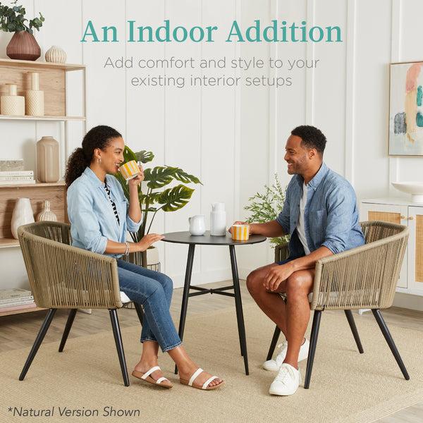 Best Choice Set Of 2 Indoor Outdoor Woven Wicker Patio Dining Chairs 250lb Capacity