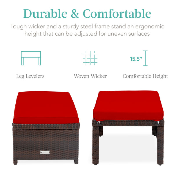 Best Choice Set Of 2 Multipurpose Wicker Ottomans W/ Removable Cushions Steel Frame
