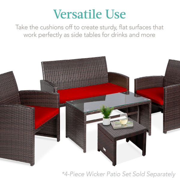 Best Choice Set Of 2 Multipurpose Wicker Ottomans W/ Removable Cushions Steel Frame