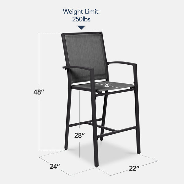 Best Choice Set Of 2 Outdoor Barstools Patio Chairs W/ Footrests All-Weather Mesh