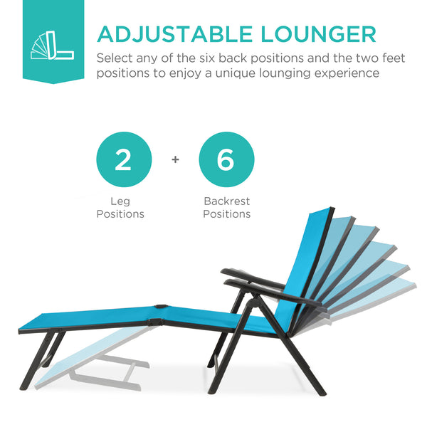 Best Choice Set Of 2 Outdoor Patio Chaise Recliner Lounge Chairs W/ Rust-Resistant Frame