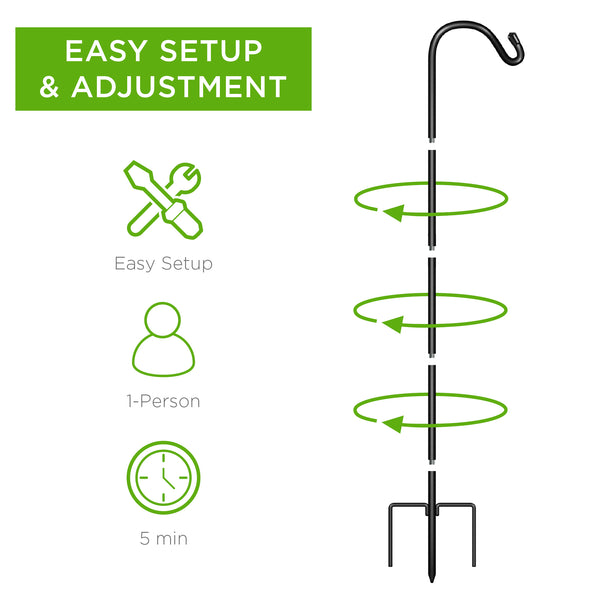 Best Choice Set Of 2 Shepherd Hooks Outdoor Garden Hooks W/ 3-Prong Base - 91in