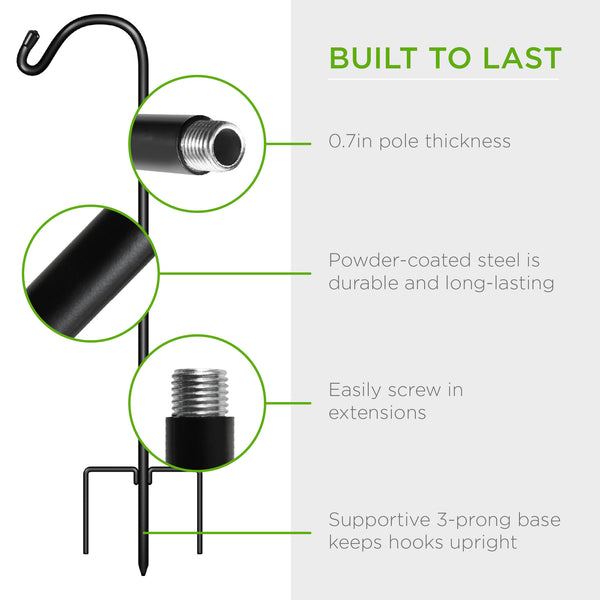 Best Choice Set Of 2 Shepherd Hooks Outdoor Garden Hooks W/ 3-Prong Base - 91in