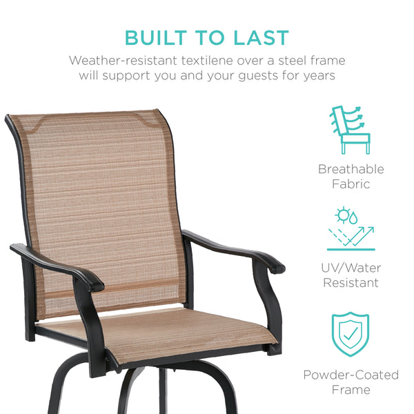 Best Choice Set Of 2 Swivel Barstools W/ 360 Rotation All-Weather Mesh