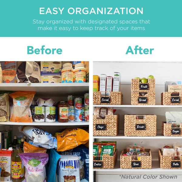 Best Choice Set Of 2 Water Hyacinth Pantry Baskets W/ Chalkboard Marker - 16in