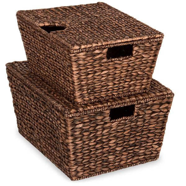 best choice Set of 2 XL Woven Water Hyacinth Storage Baskets