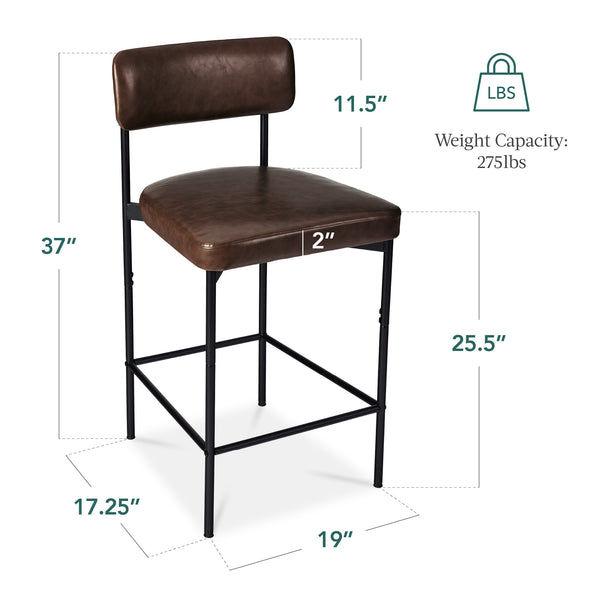 Best Choice Set Of 3 Armless Counter Height Bar Stools Modern PU Faux Leather Stools