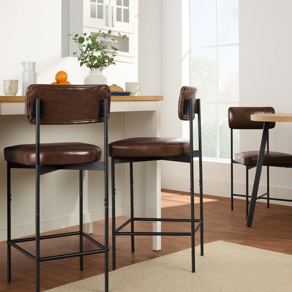 Best Choice Set Of 3 Armless Counter Height Bar Stools Modern PU Faux Leather Stools