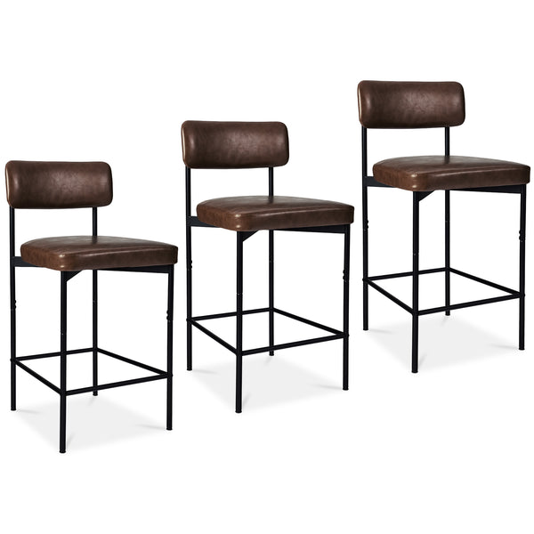 best choice Set of 3 Armless Counter Height Bar Stools Modern PU Faux Leather Stools