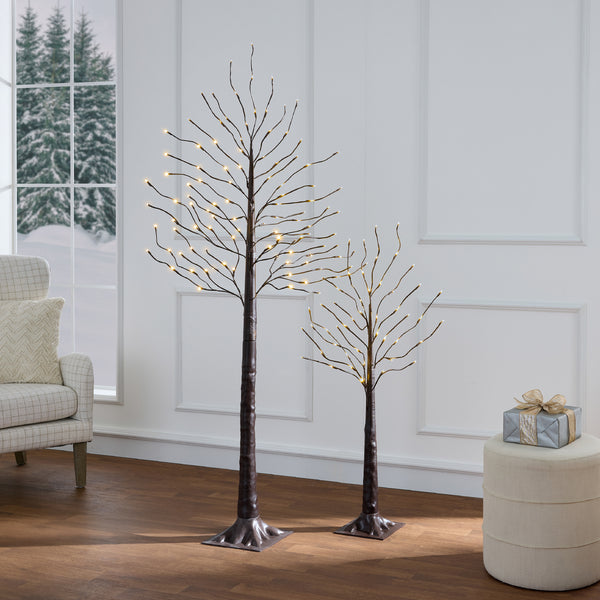 Best Choice Set Of 3 Lighted Twig Birch Trees 4ft 6ft 8ft W/ 300 2-in-1 LEDs