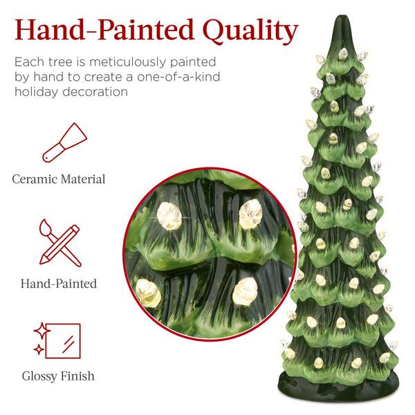 Best Choice Set Of 3 Pre-Lit Ceramic Tabletop Christmas Trees