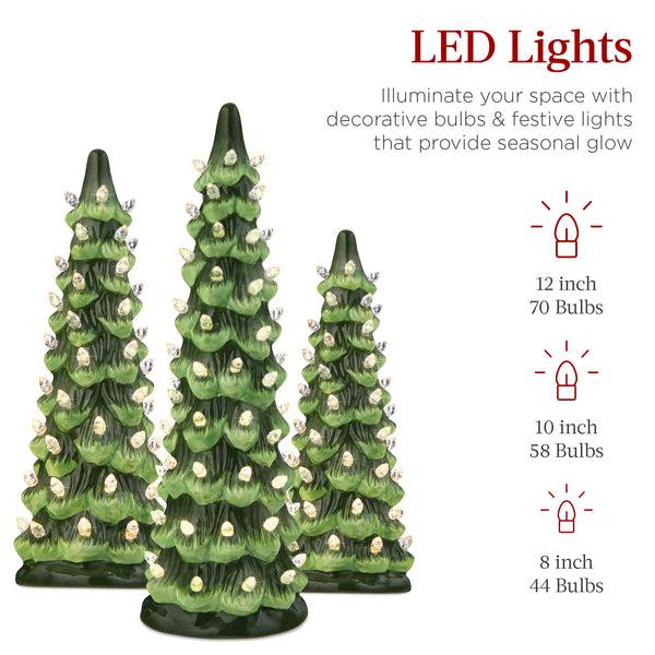 Best Choice Set Of 3 Pre-Lit Ceramic Tabletop Christmas Trees