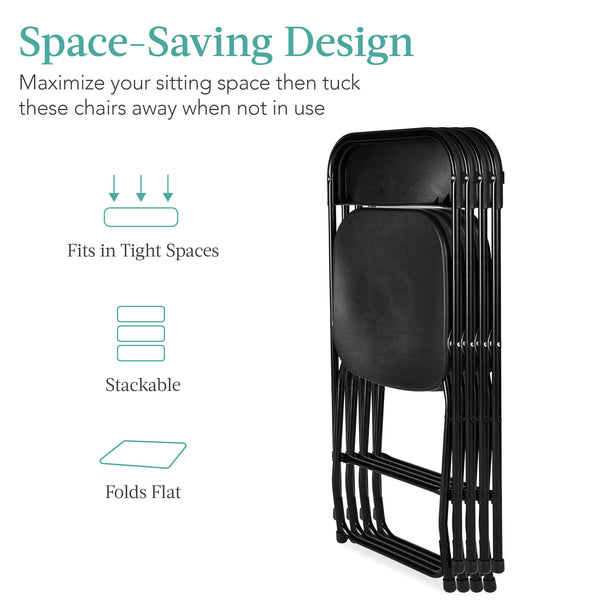 Best Choice Set Of 4 Folding Stacking Plastic Chairs W/ Non-Slip Feet