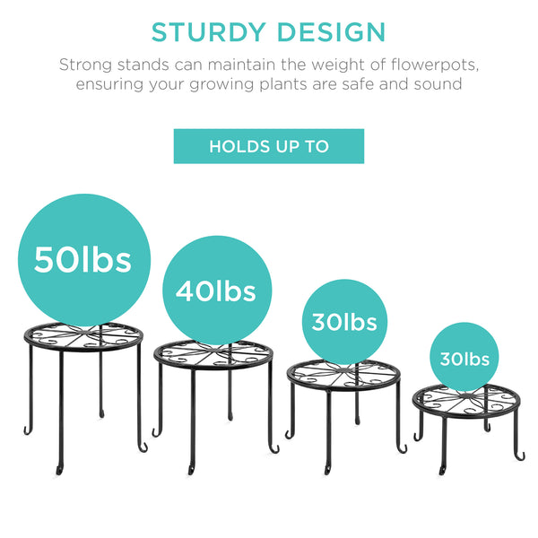 Best Choice Set Of 4 Indoor Outdoor Metal Nesting Plant Stands Flowerpot Holders
